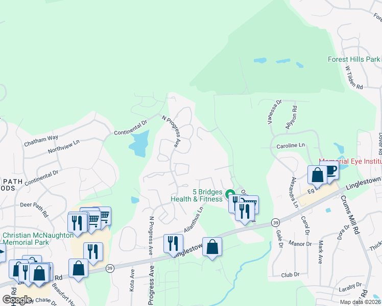 map of restaurants, bars, coffee shops, grocery stores, and more near 230 Saddle Ridge Drive in Harrisburg