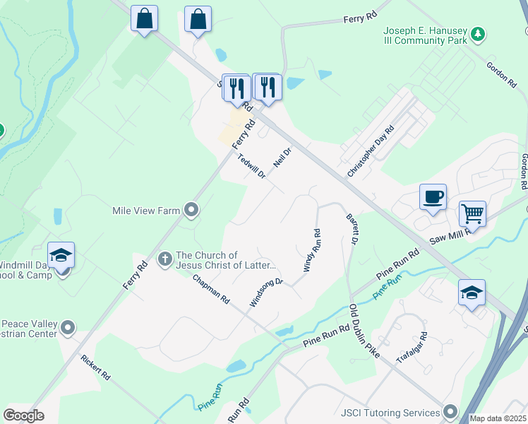 map of restaurants, bars, coffee shops, grocery stores, and more near 28 Valley View Drive in Fountainville
