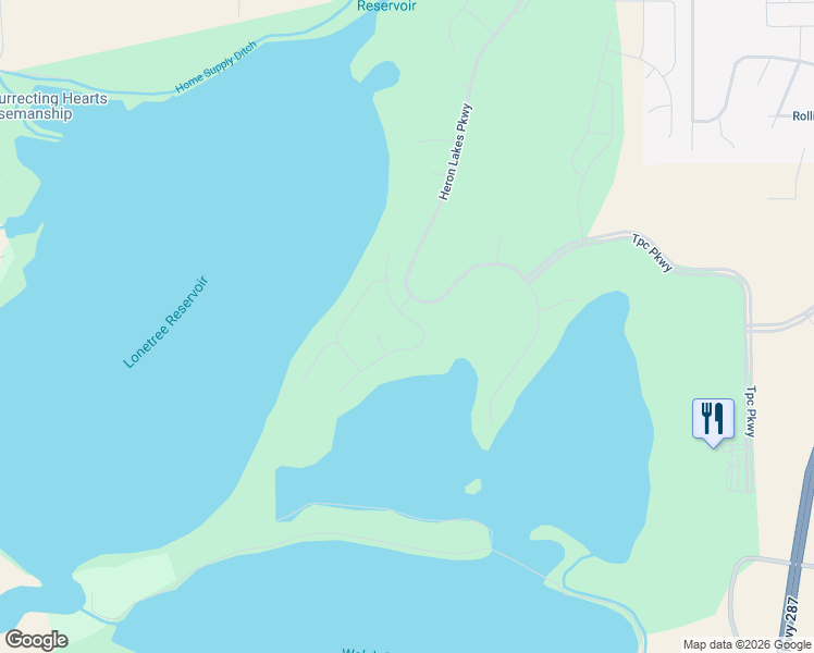map of restaurants, bars, coffee shops, grocery stores, and more near 2635 Southwind Road in Berthoud