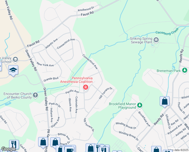 map of restaurants, bars, coffee shops, grocery stores, and more near 85 Virginia Avenue in Reading