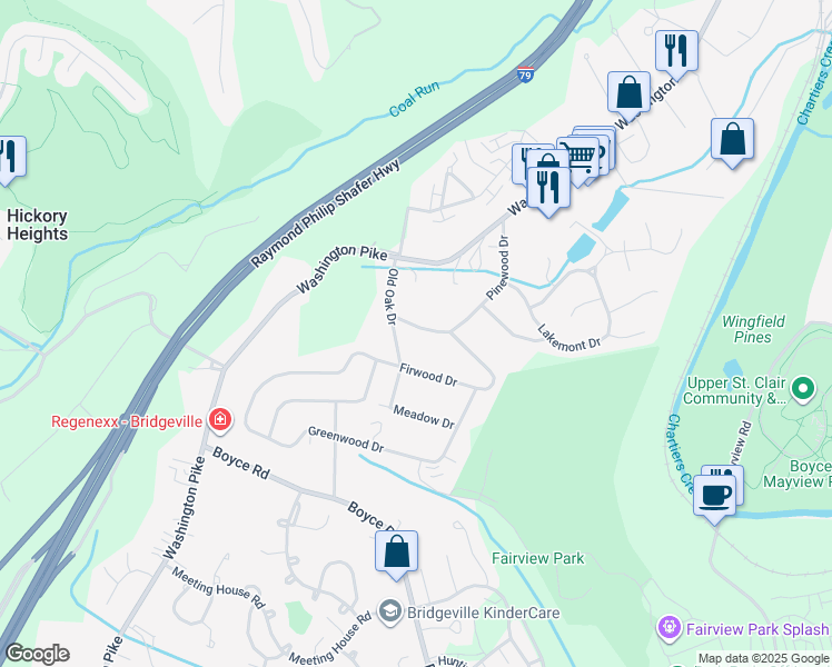 map of restaurants, bars, coffee shops, grocery stores, and more near 175 Pinewood Drive in Bridgeville