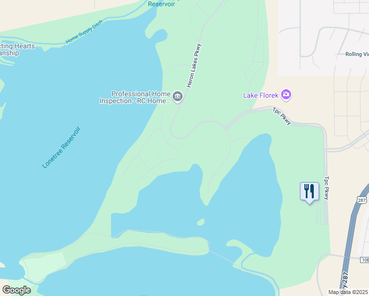 map of restaurants, bars, coffee shops, grocery stores, and more near 2664 Southwind Road in Berthoud