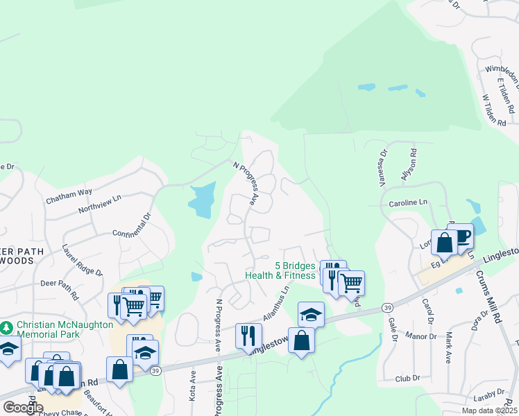 map of restaurants, bars, coffee shops, grocery stores, and more near 207 Saddle Ridge Drive in Harrisburg