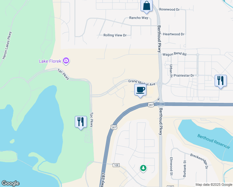 map of restaurants, bars, coffee shops, grocery stores, and more near 1548 Stoneseed Street in Loveland