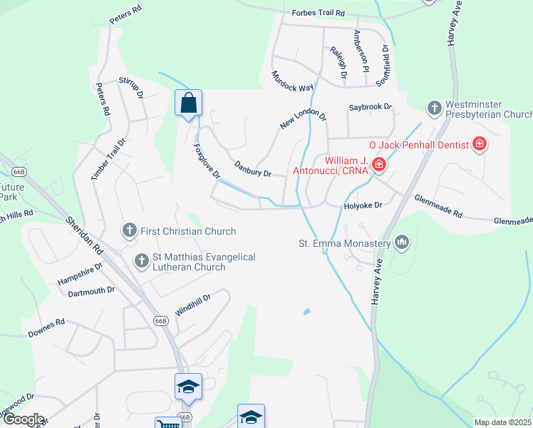 map of restaurants, bars, coffee shops, grocery stores, and more near 50 Brattleboro Drive in Greensburg