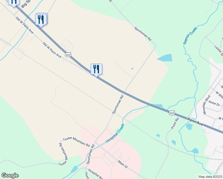 map of restaurants, bars, coffee shops, grocery stores, and more near 6616 Penn Avenue in Wernersville