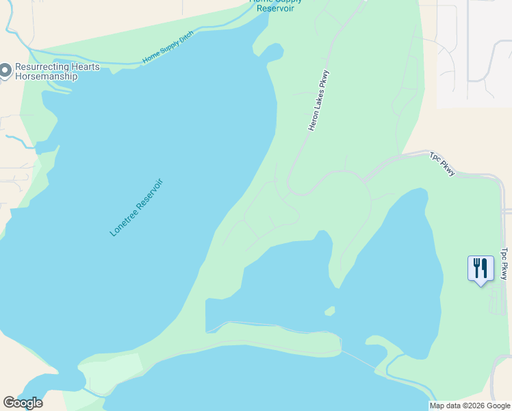 map of restaurants, bars, coffee shops, grocery stores, and more near 2723 Bluewater Road in Berthoud