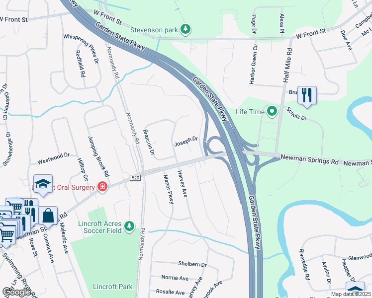 map of restaurants, bars, coffee shops, grocery stores, and more near 6 Carmello Court in Middletown