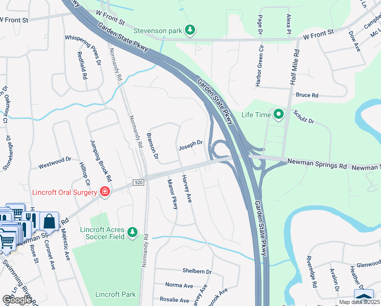 map of restaurants, bars, coffee shops, grocery stores, and more near 6 Carmello Court in Middletown