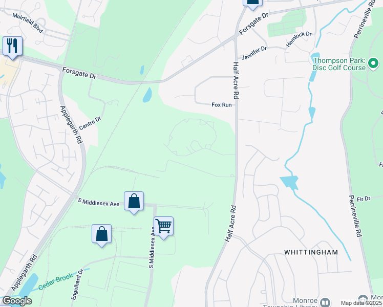 map of restaurants, bars, coffee shops, grocery stores, and more near 5507 Monroe Village in Monroe Township