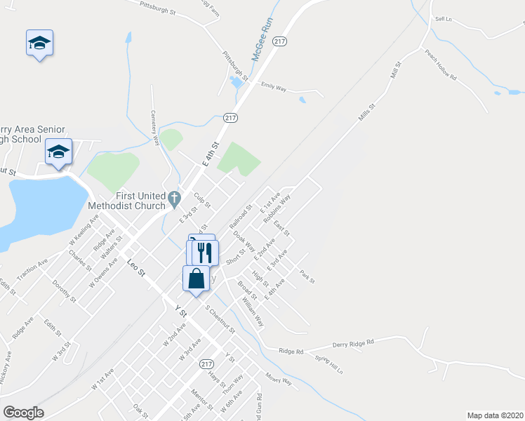 map of restaurants, bars, coffee shops, grocery stores, and more near 112 Blair Way in Derry