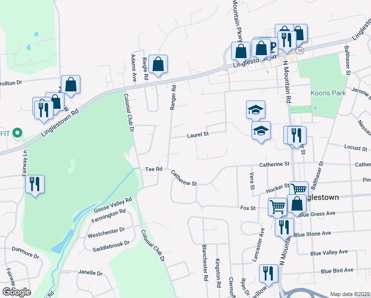 map of restaurants, bars, coffee shops, grocery stores, and more near 5776 Stillwell Court in Harrisburg