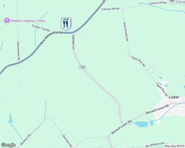 map of restaurants, bars, coffee shops, grocery stores, and more near 214 Cameo Lane in Greensburg