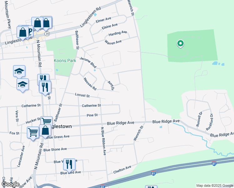 map of restaurants, bars, coffee shops, grocery stores, and more near 6229 Nassau Road in Harrisburg