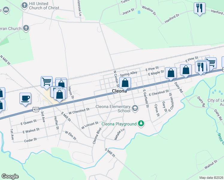 map of restaurants, bars, coffee shops, grocery stores, and more near in Cleona