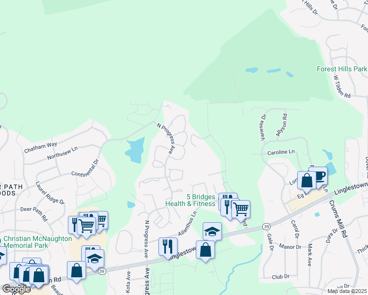 map of restaurants, bars, coffee shops, grocery stores, and more near 254 Saddle Ridge Drive in Harrisburg