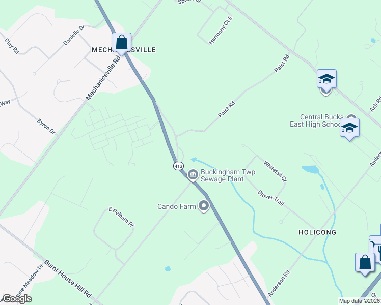 map of restaurants, bars, coffee shops, grocery stores, and more near 3039 Durham Road in Doylestown