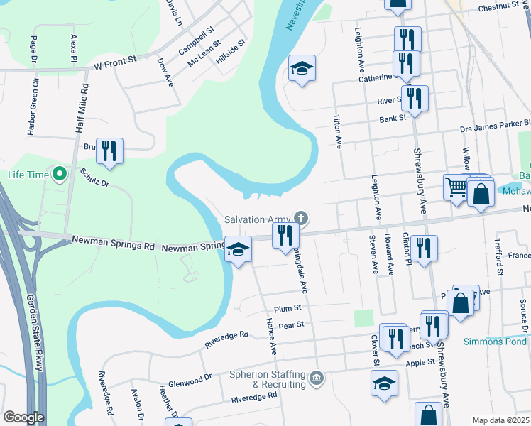 map of restaurants, bars, coffee shops, grocery stores, and more near 37 Chapin Avenue in Red Bank