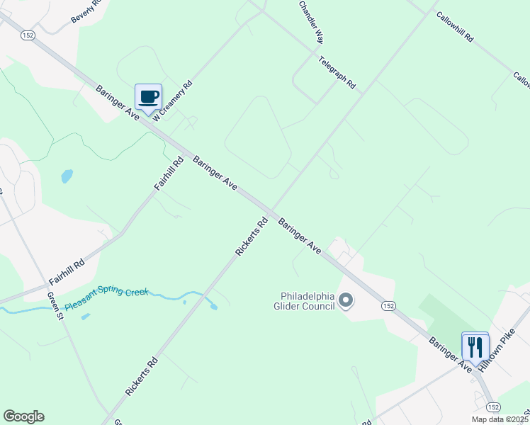 map of restaurants, bars, coffee shops, grocery stores, and more near 1234 Rickert Road in Perkasie