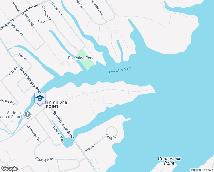 map of restaurants, bars, coffee shops, grocery stores, and more near 585 Little Silver Point Road in Little Silver