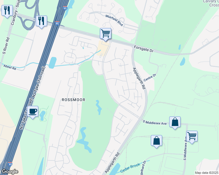 map of restaurants, bars, coffee shops, grocery stores, and more near 97B Glenwood Lane in Monroe Township