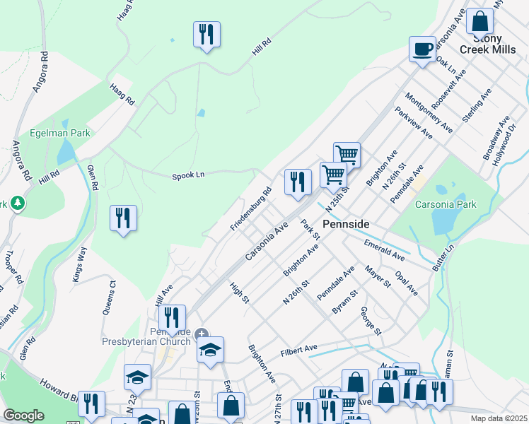 map of restaurants, bars, coffee shops, grocery stores, and more near 29 Hilbert Court in Reading