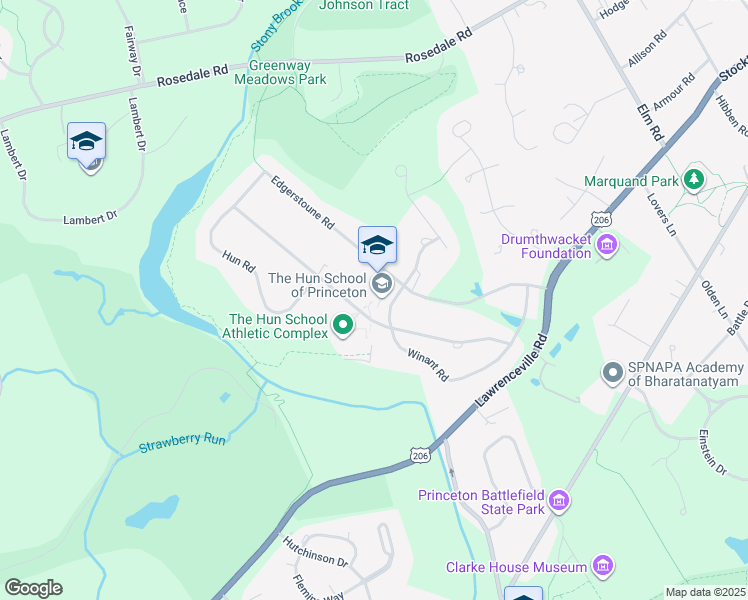 map of restaurants, bars, coffee shops, grocery stores, and more near 176 Edgerstoune Road in Princeton
