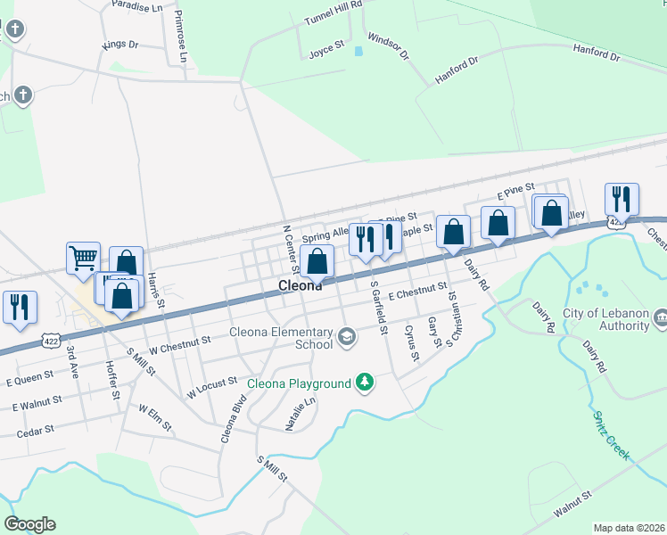 map of restaurants, bars, coffee shops, grocery stores, and more near in Quentin