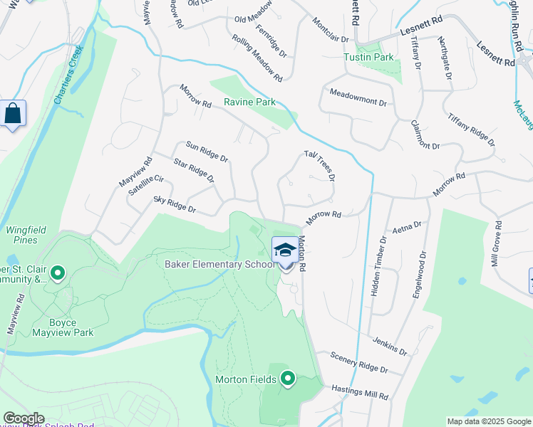 map of restaurants, bars, coffee shops, grocery stores, and more near 1005 Tall Trees Drive in Pittsburgh