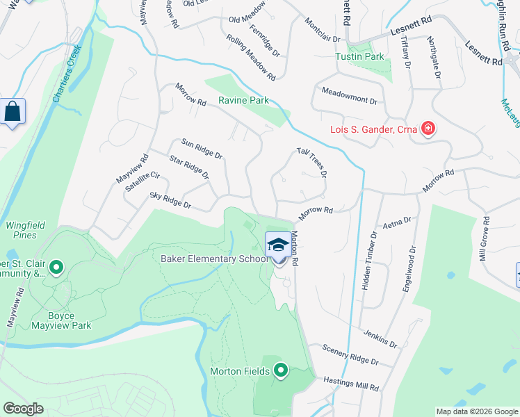 map of restaurants, bars, coffee shops, grocery stores, and more near 1005 Tall Trees Drive in Pittsburgh
