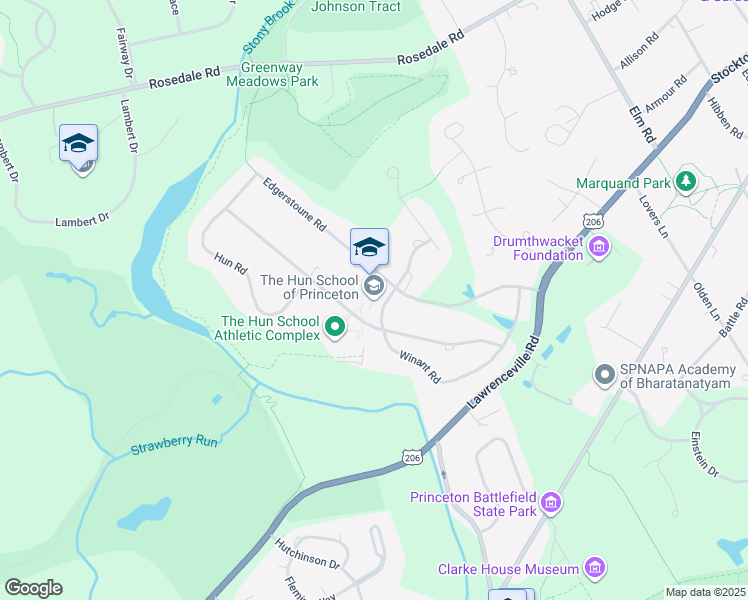 map of restaurants, bars, coffee shops, grocery stores, and more near 176 Edgerstoune Road in Princeton