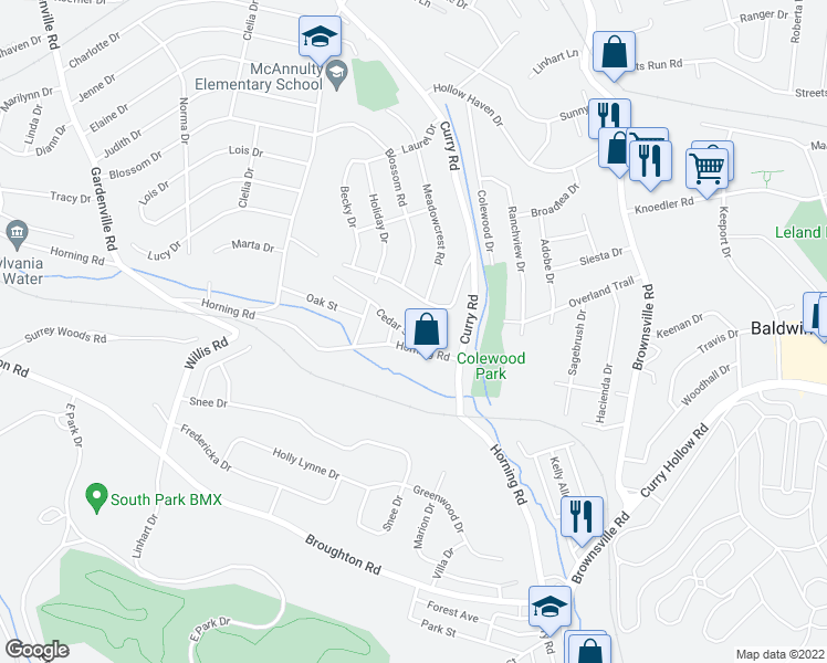 map of restaurants, bars, coffee shops, grocery stores, and more near 246 Cedar Street in Pittsburgh