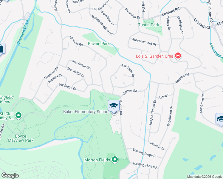 map of restaurants, bars, coffee shops, grocery stores, and more near 1005 Tall Trees Drive in Pittsburgh