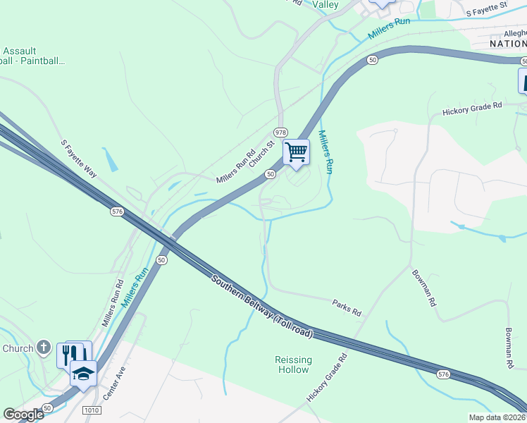 map of restaurants, bars, coffee shops, grocery stores, and more near 206 Railroad Street in Bridgeville