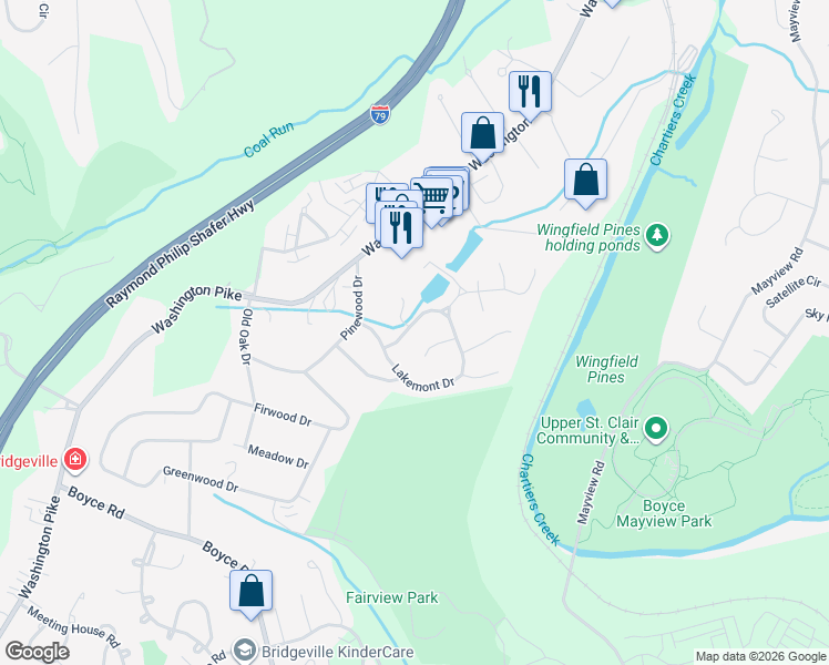 map of restaurants, bars, coffee shops, grocery stores, and more near 1116 Lakeview Drive in Bridgeville