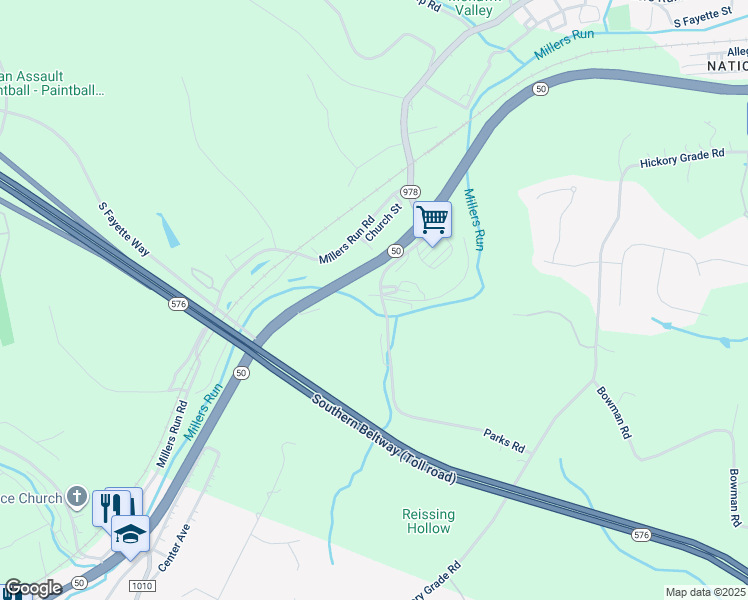 map of restaurants, bars, coffee shops, grocery stores, and more near 206 Railroad Street in Bridgeville