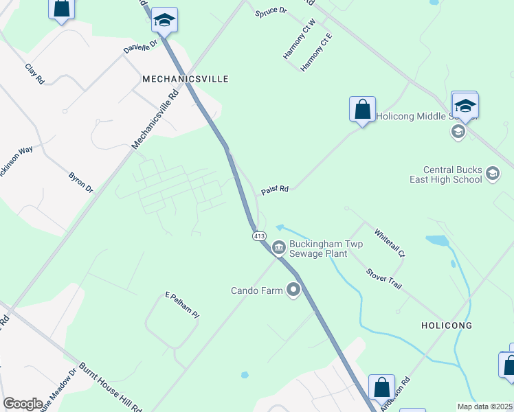map of restaurants, bars, coffee shops, grocery stores, and more near 3041 Holicong Road in Doylestown