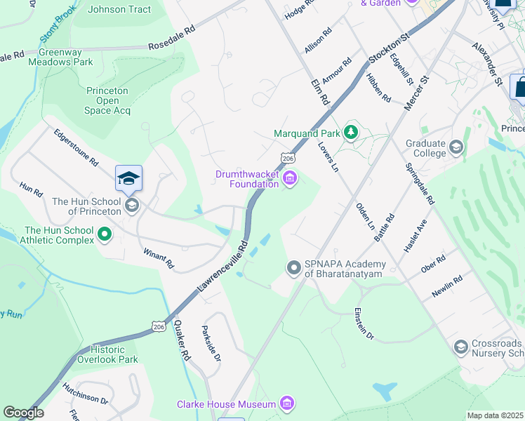 map of restaurants, bars, coffee shops, grocery stores, and more near 384 Stockton Street in Princeton