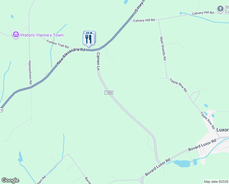 map of restaurants, bars, coffee shops, grocery stores, and more near 214 Cameo Lane in Greensburg