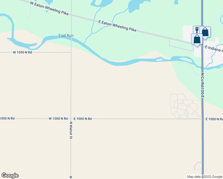 map of restaurants, bars, coffee shops, grocery stores, and more near 620 East 1000 North in Eaton