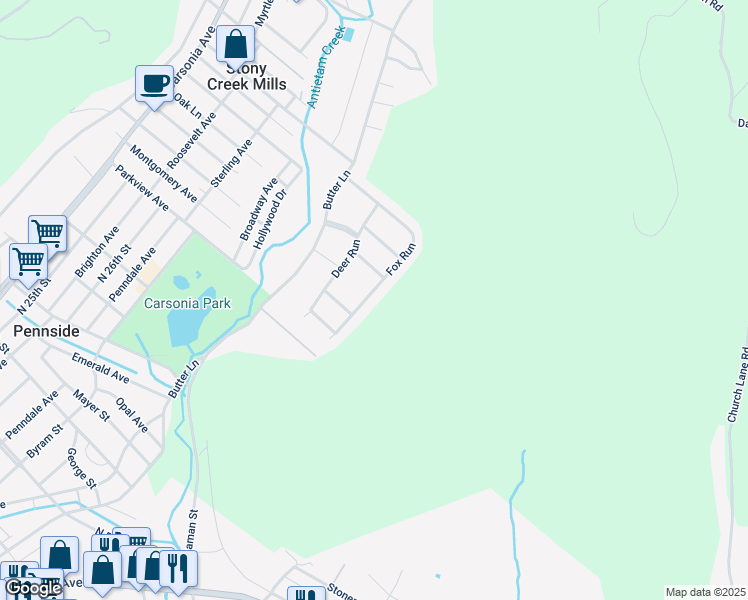 map of restaurants, bars, coffee shops, grocery stores, and more near 1098 Fox Run in Reading