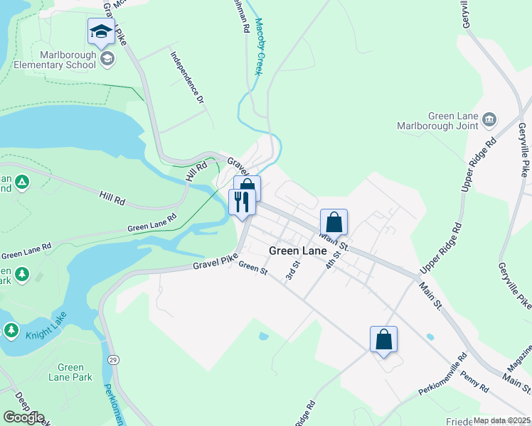 map of restaurants, bars, coffee shops, grocery stores, and more near 109 Walnut Street in Green Lane