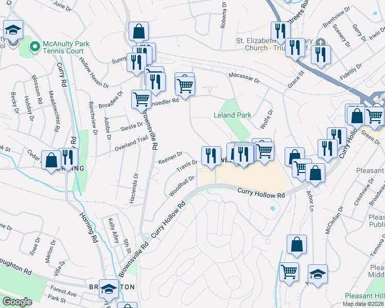 map of restaurants, bars, coffee shops, grocery stores, and more near 191 Travis Drive in Pittsburgh