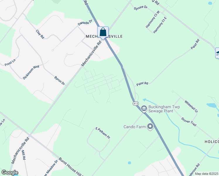 map of restaurants, bars, coffee shops, grocery stores, and more near 4871 East Blossom Drive in Doylestown