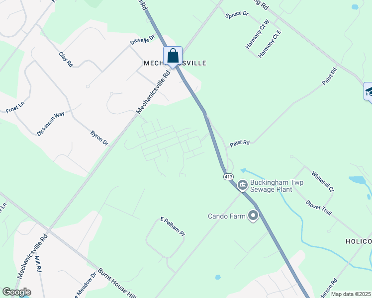 map of restaurants, bars, coffee shops, grocery stores, and more near 4871 East Blossom Drive in Doylestown