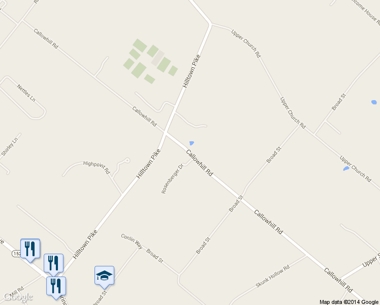map of restaurants, bars, coffee shops, grocery stores, and more near 1015 Callowhill Road in Perkasie