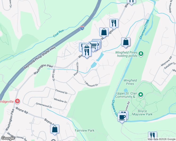 map of restaurants, bars, coffee shops, grocery stores, and more near 1116 Lakeview Drive in Bridgeville
