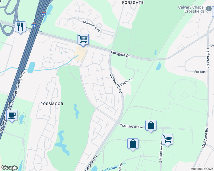 map of restaurants, bars, coffee shops, grocery stores, and more near 129B Providence Way in Monroe Township