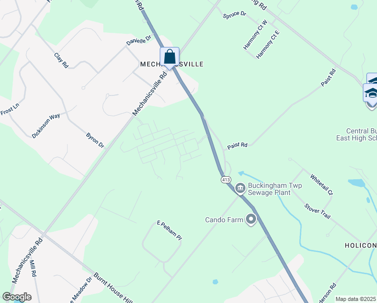 map of restaurants, bars, coffee shops, grocery stores, and more near 4845 East Blossom Drive in Doylestown