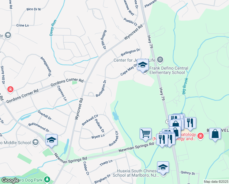 map of restaurants, bars, coffee shops, grocery stores, and more near 14 Salem Court in Marlboro
